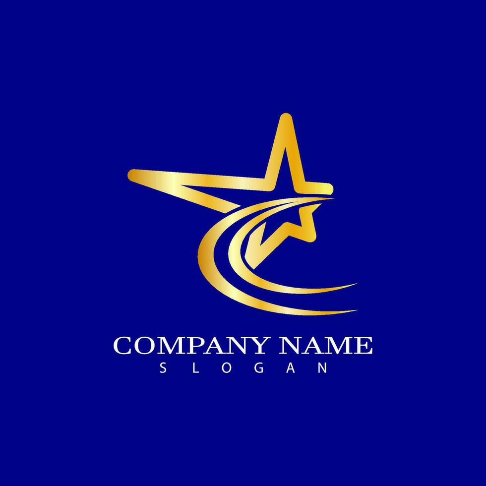 Gold Star logo design template, Elegant Star logo design vector