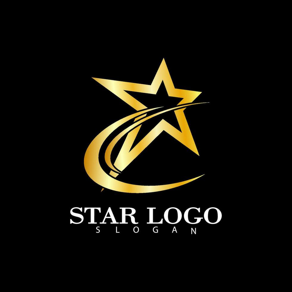 Gold Star icon Template vector illustration design isolated on black background