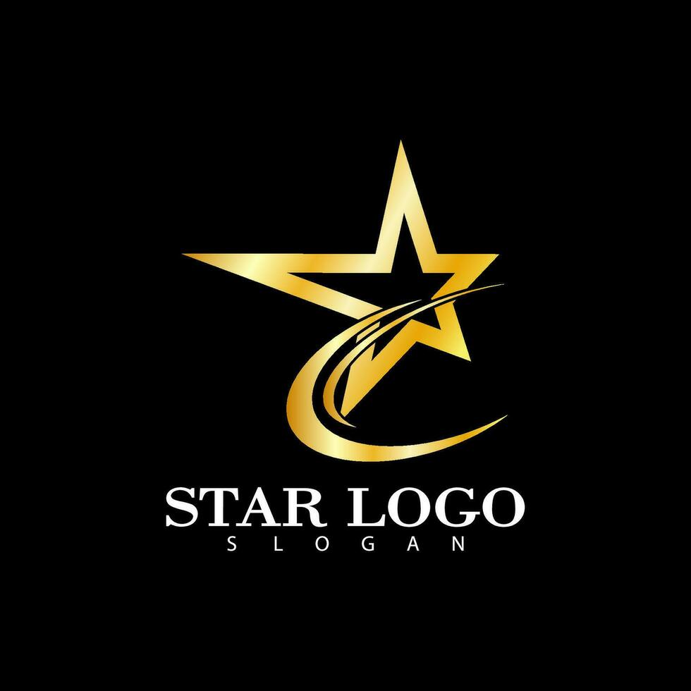 Gold Star icon Template vector illustration design isolated on black background