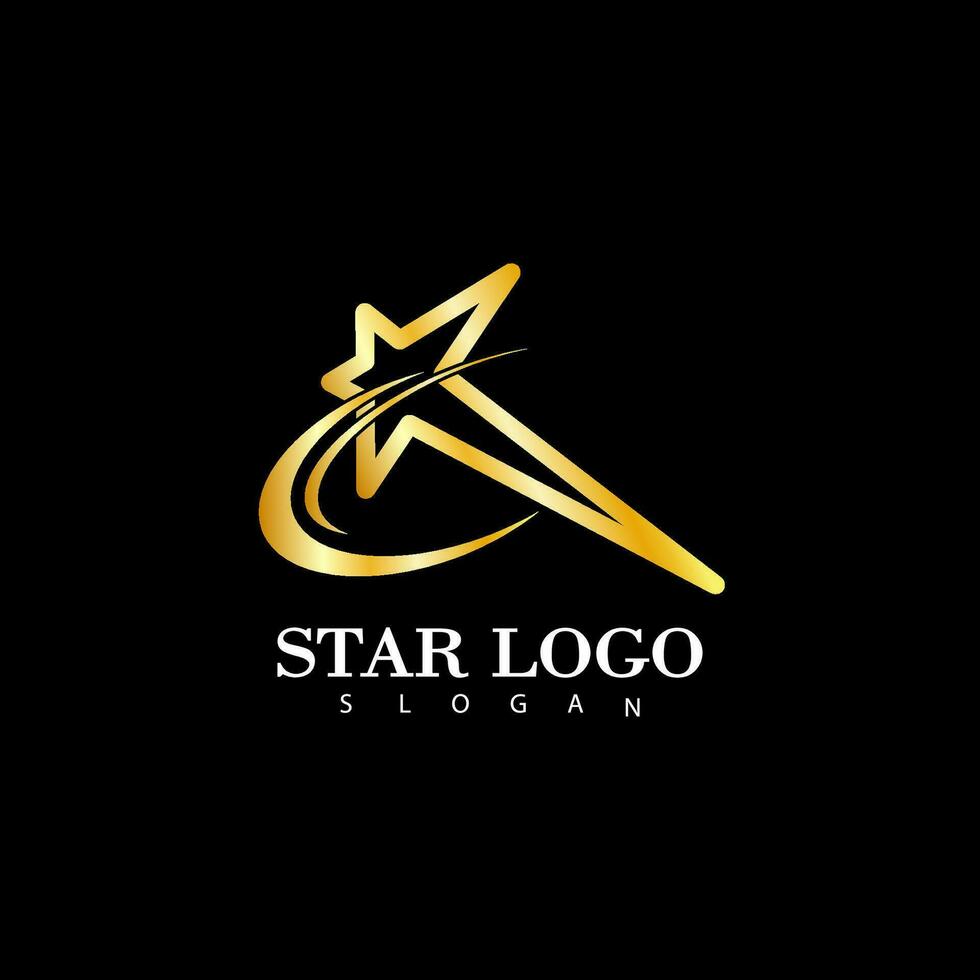 Gold Star icon Template vector illustration design isolated on black background