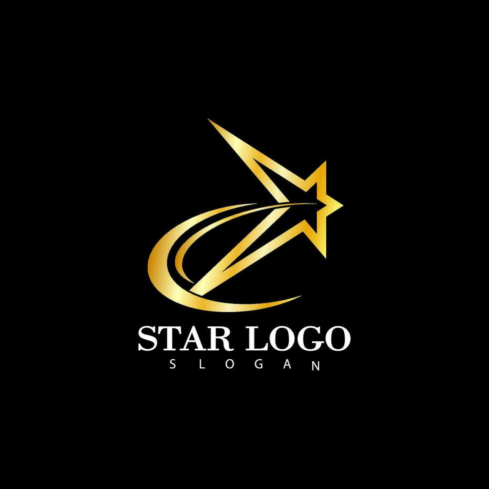 Gold Star icon Template vector illustration design isolated on black background