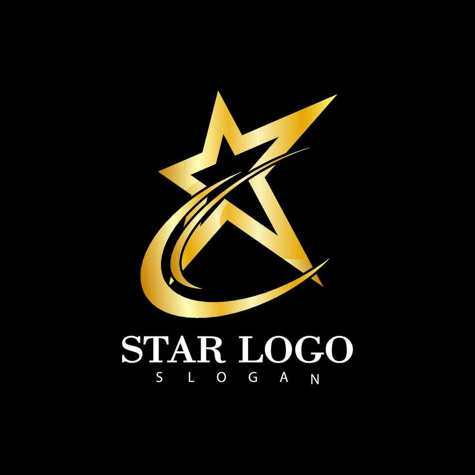 Gold Star icon Template vector illustration design isolated on black background