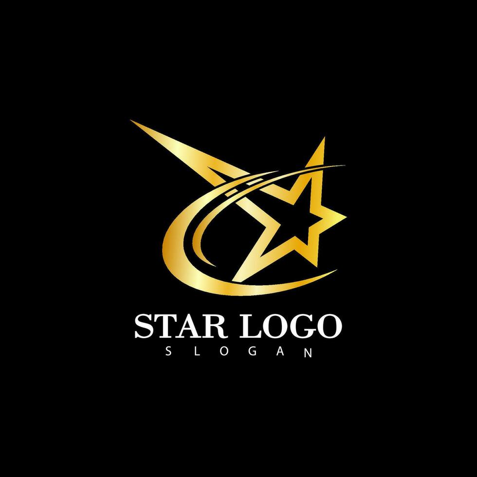 Gold Star icon Template vector illustration design isolated on black background