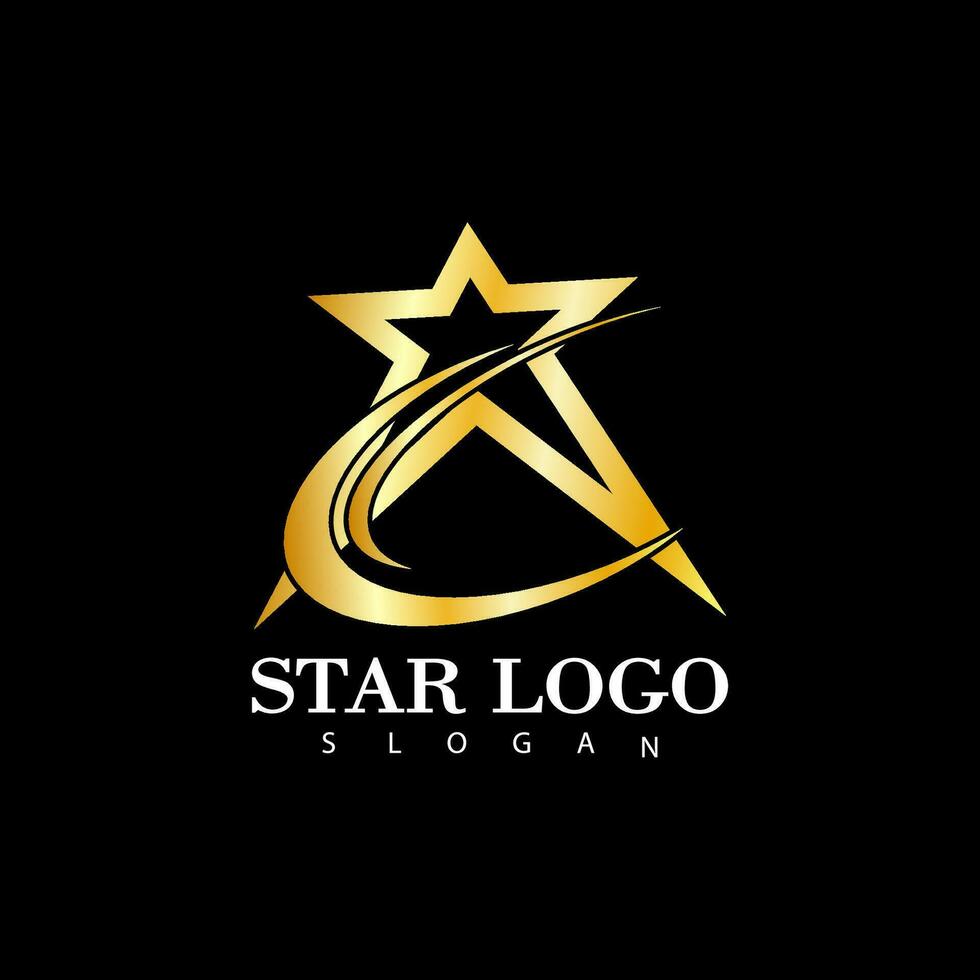 Gold Star icon Template vector illustration design isolated on black background
