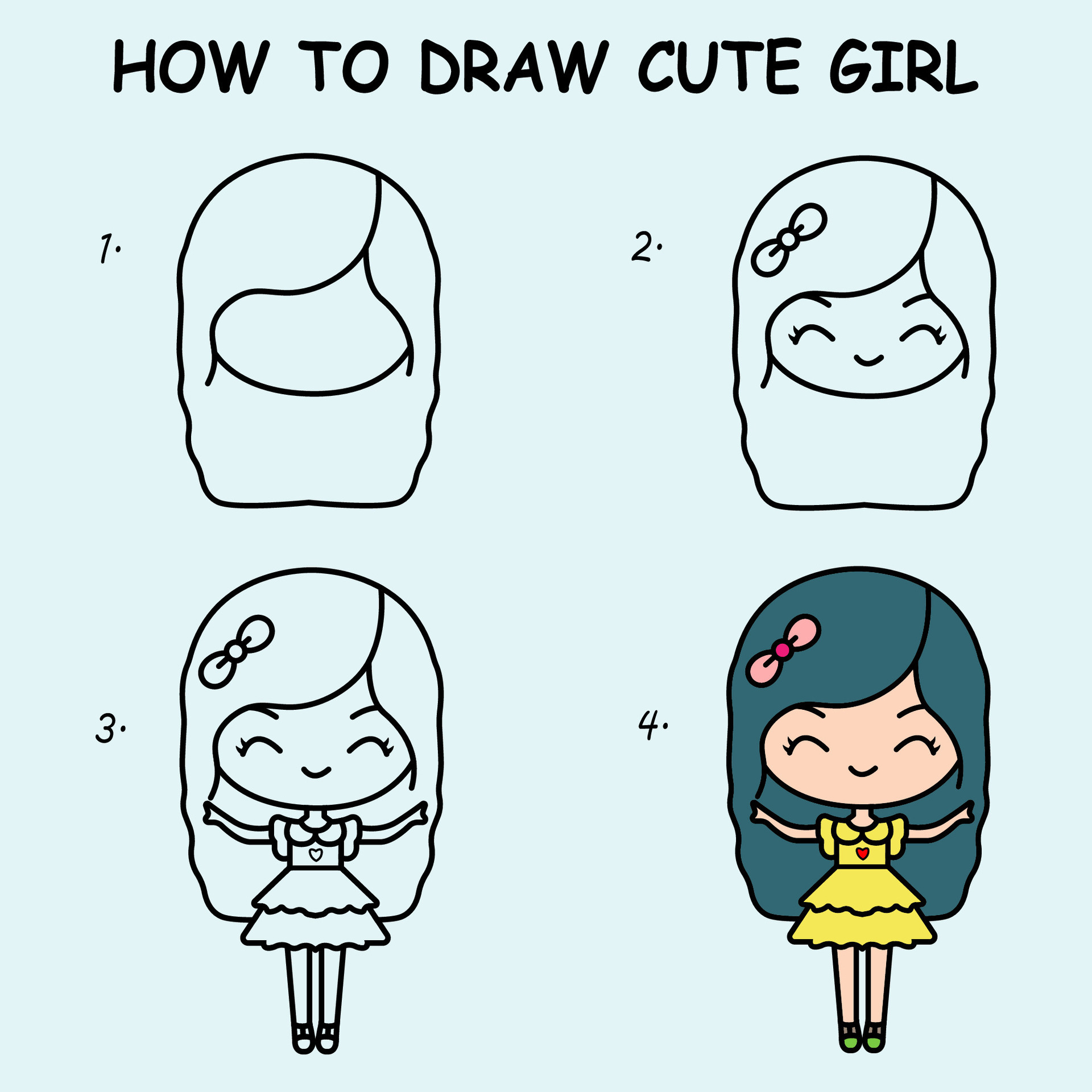 How to Draw a Cute Back to School Girl Easy #2 - YouTube-nextbuild.com.vn