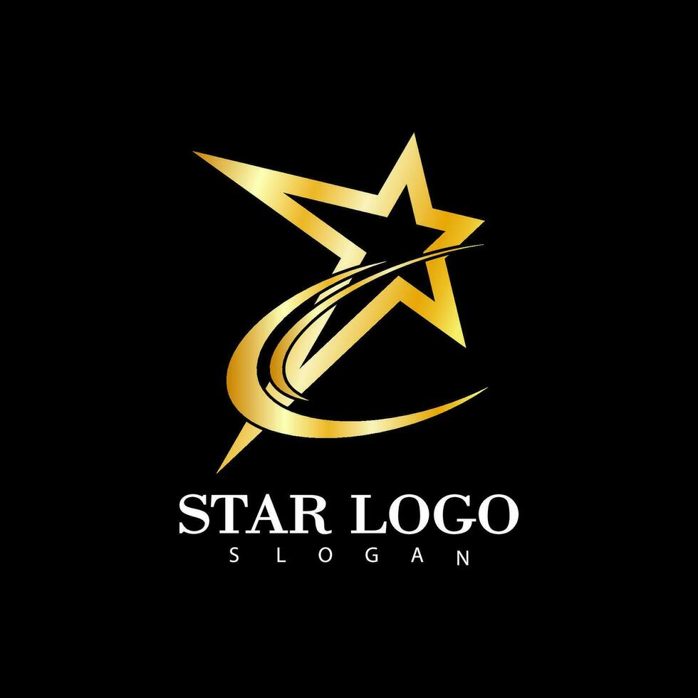 Gold Star icon Template vector illustration design isolated on black background