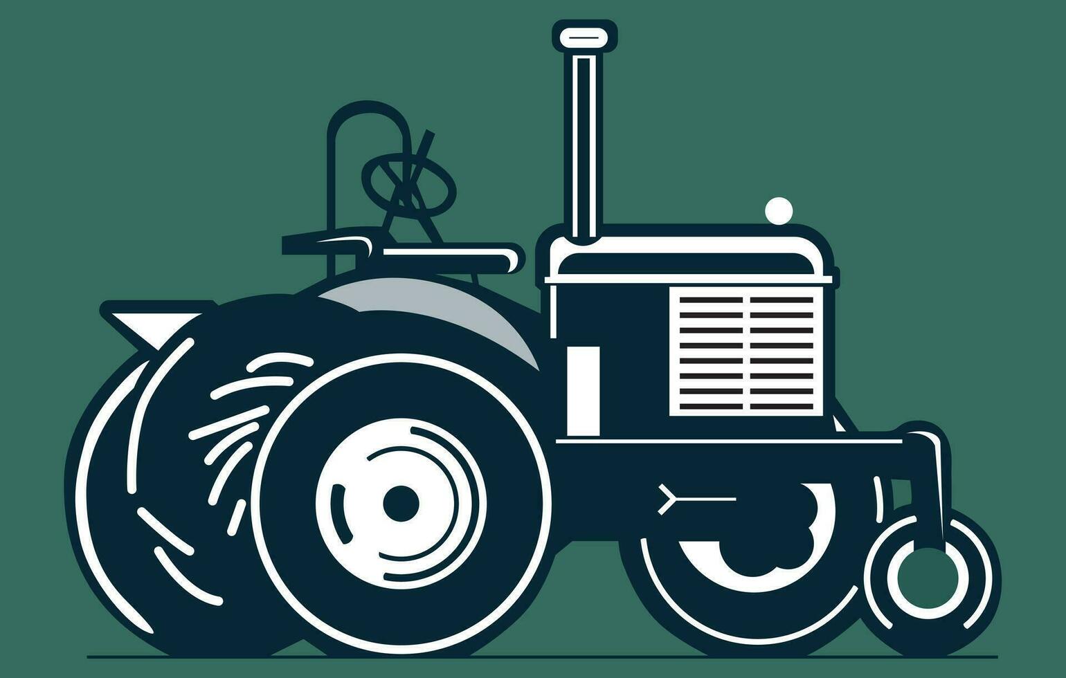 illustration of Flat tractor in vector style,flat cartoon tractor. farmer production machine,