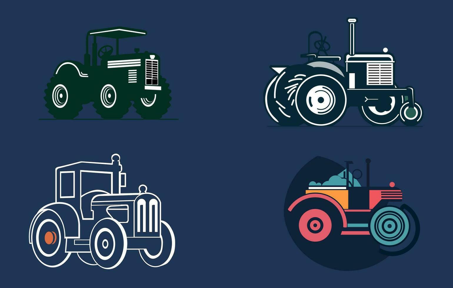 illustration of Flat tractor in vector style,flat cartoon tractor. farmer production machine,