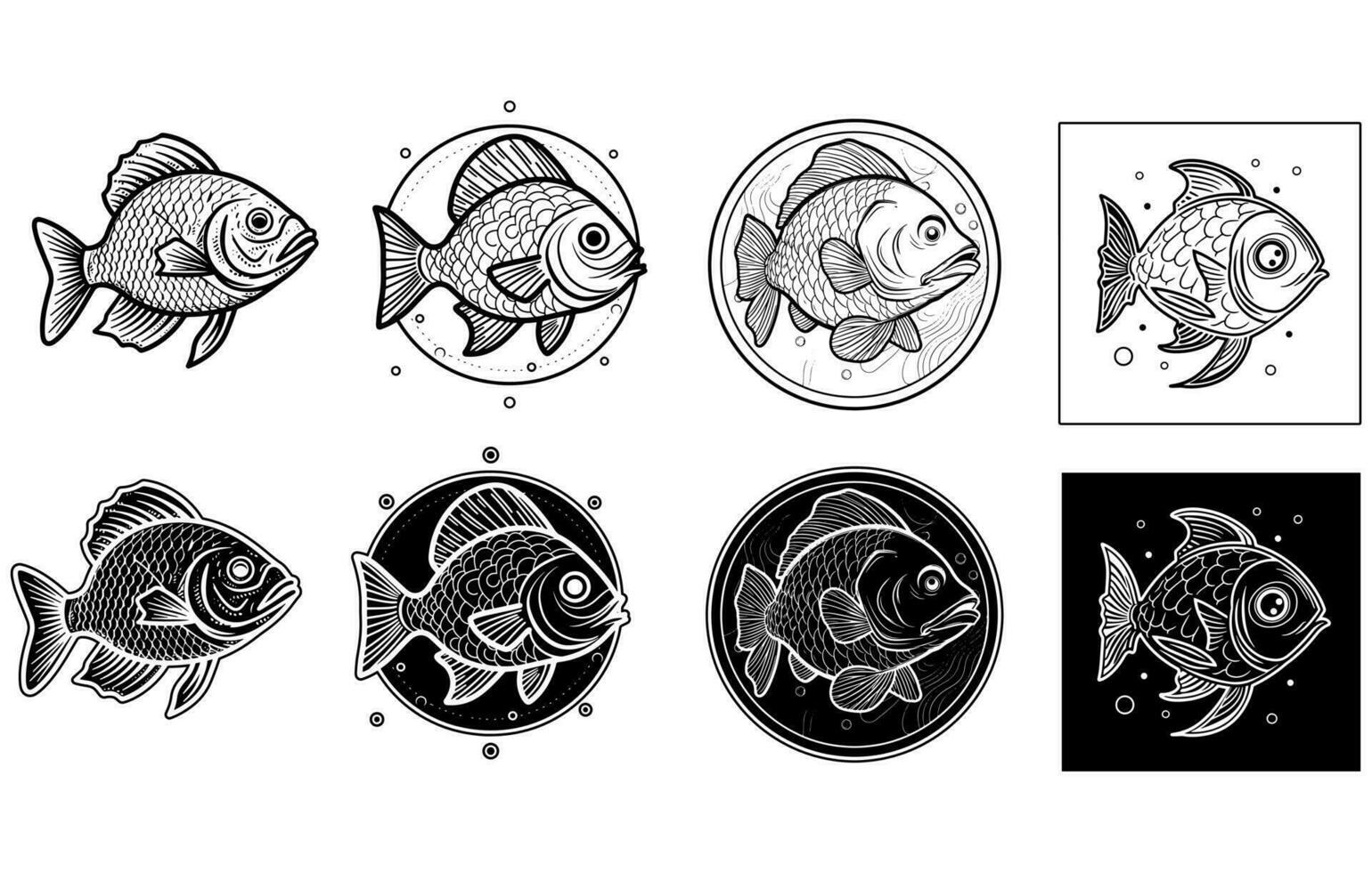 Fish Icon Outline ,Fish Bundle illustration vector