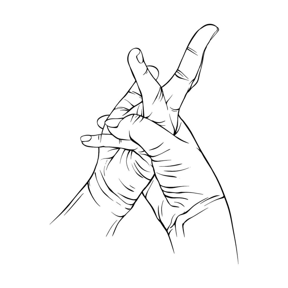 Two Hand drawn gesture sketch vector illustration line art