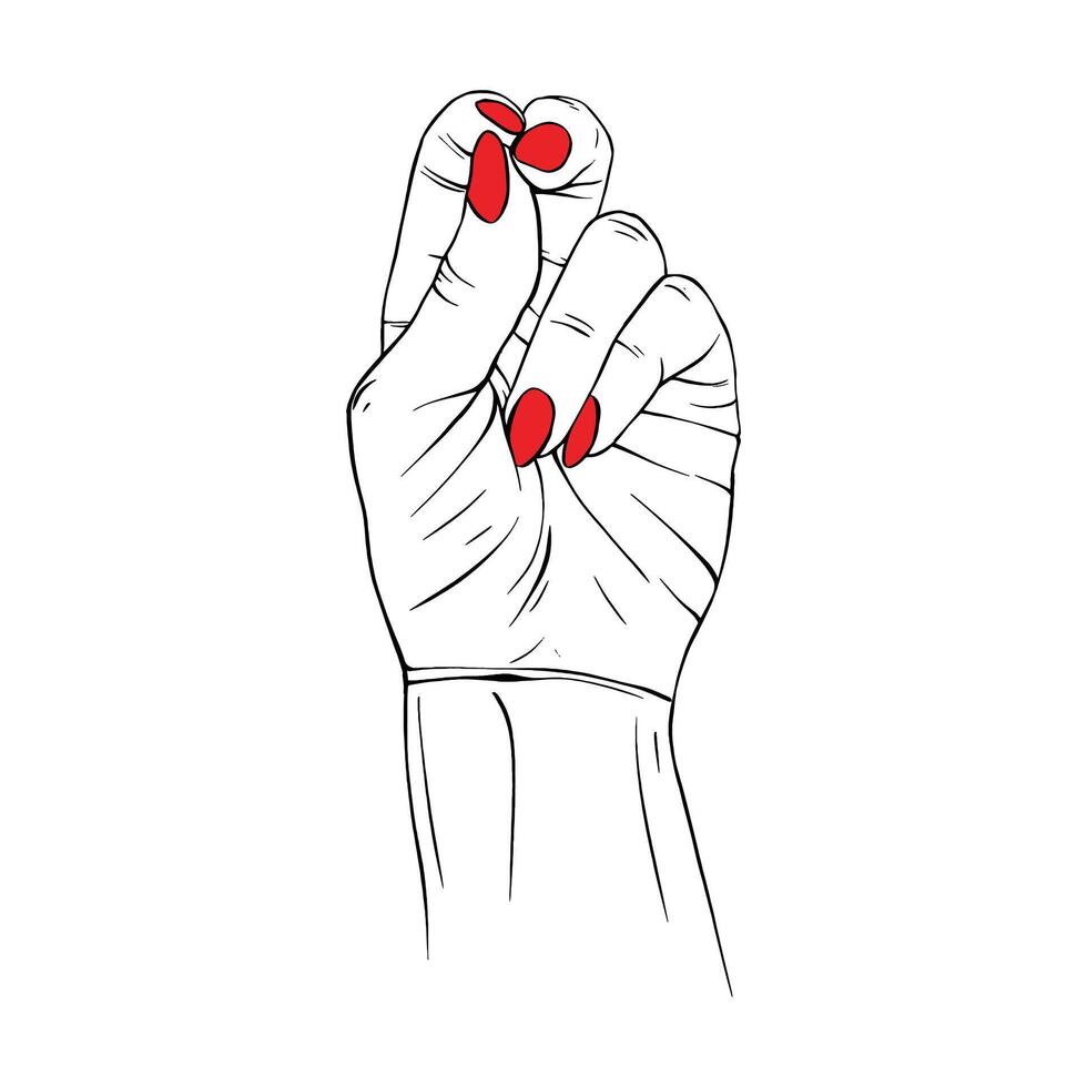 largo rojo uñas mano dibujado gesto bosquejo vector ilustración línea Arte