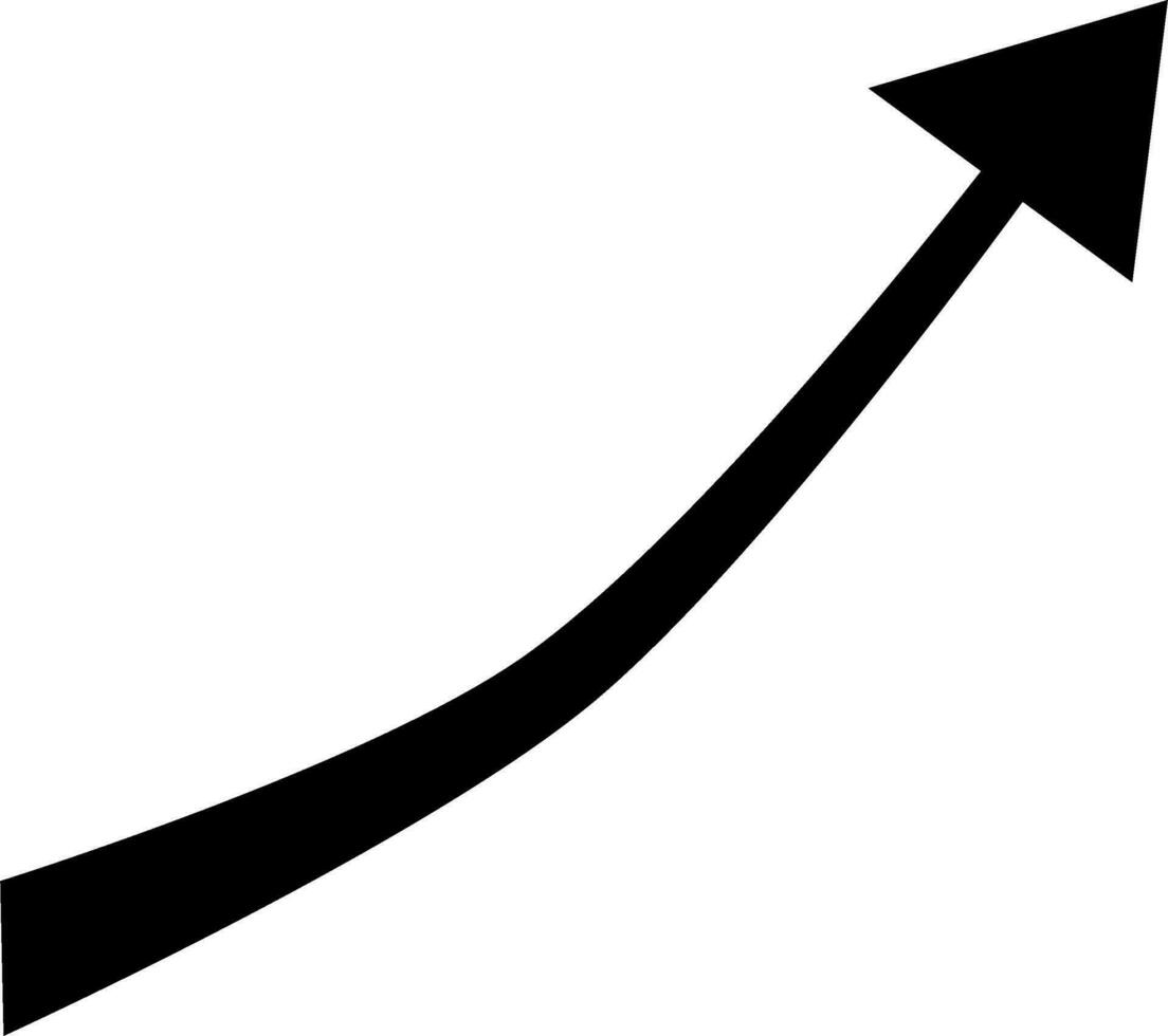 Black arrow high up. Vector illustration.