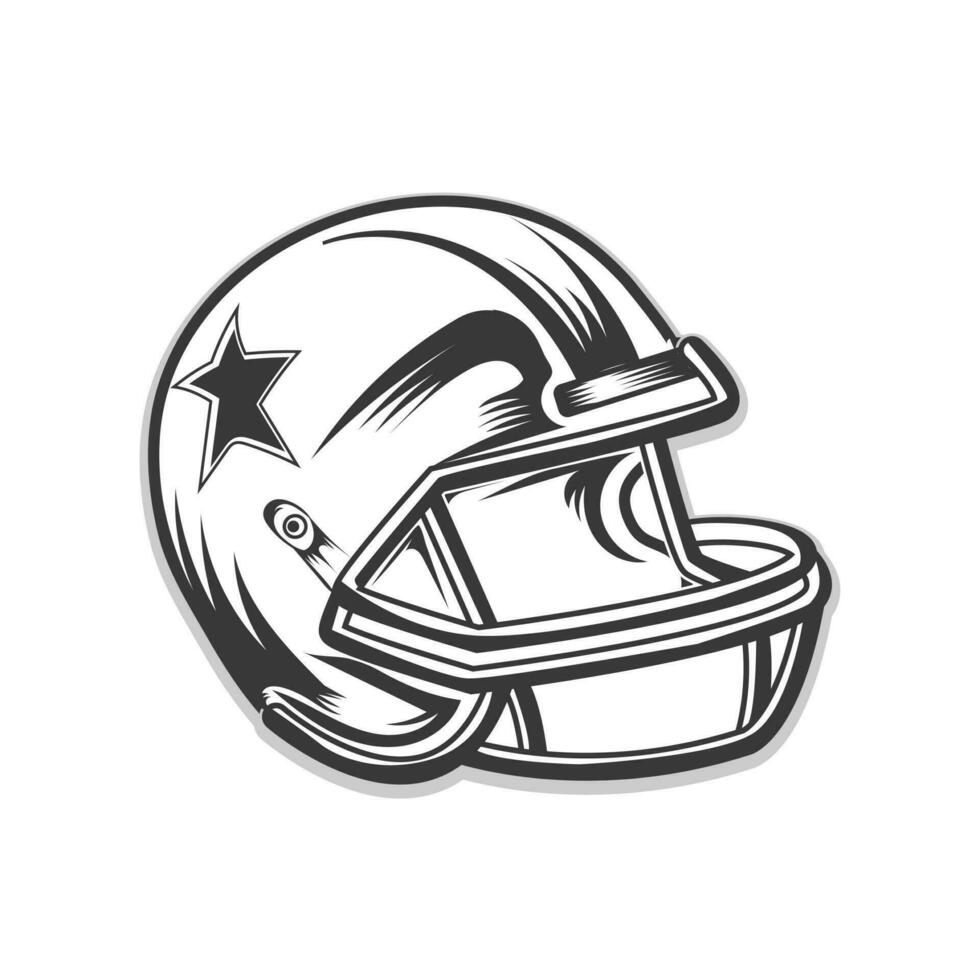americano fútbol americano guardavía casco vector diseño negro y blanco