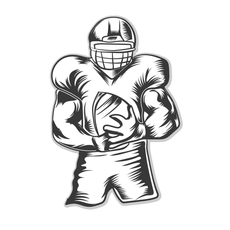 American Football Lineman holding football in hand vector design.