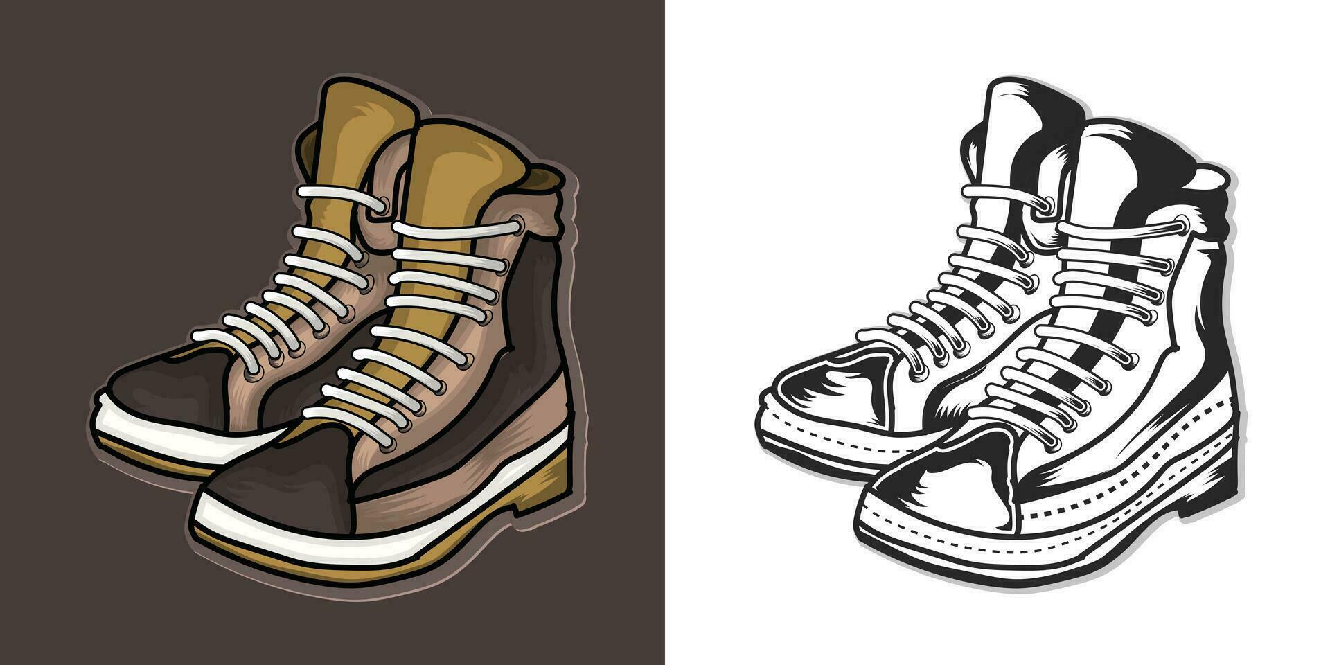 Hiking shoes  vector design illustration set. Adventure vector set