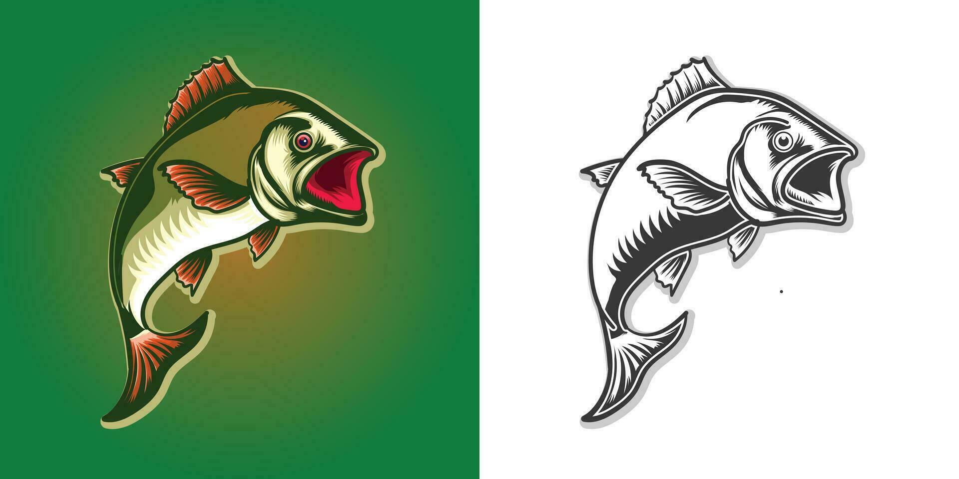 Jumping Fish vector illustration set.