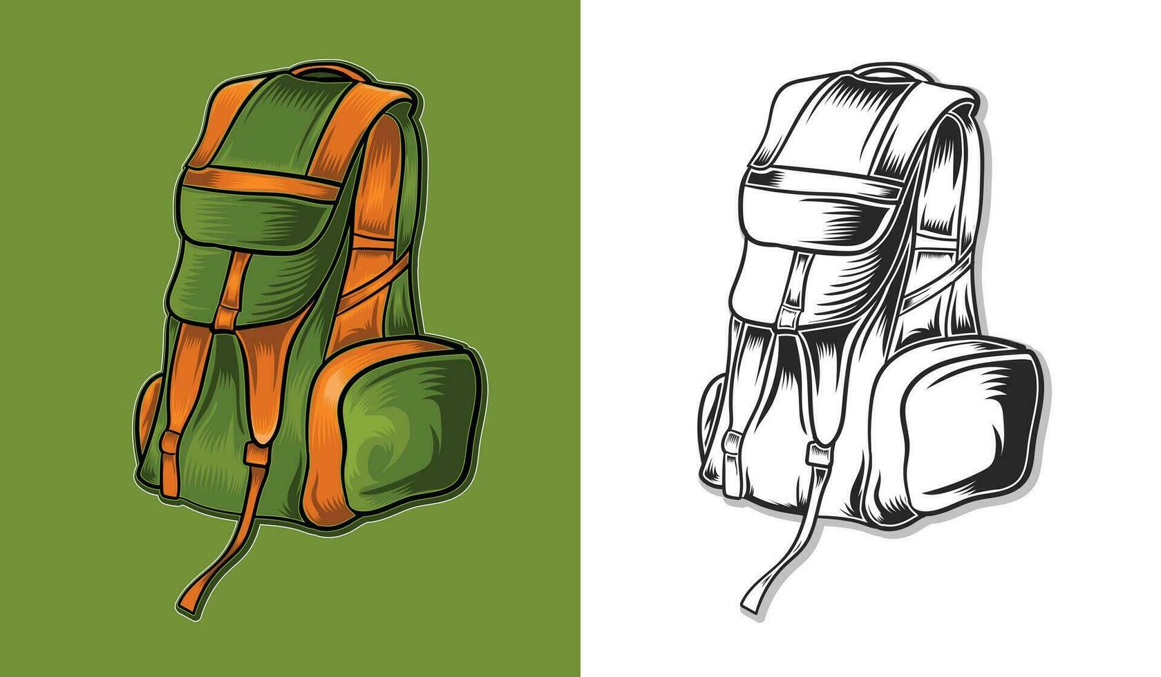 Adventure hiking school and truble bag vector design.