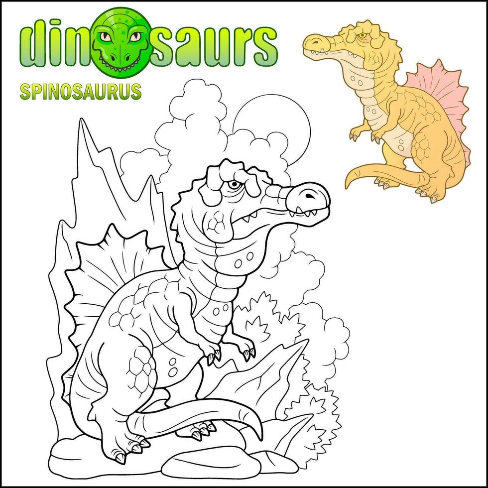 prehistoric dinosaur spinosaurus coloring book vector