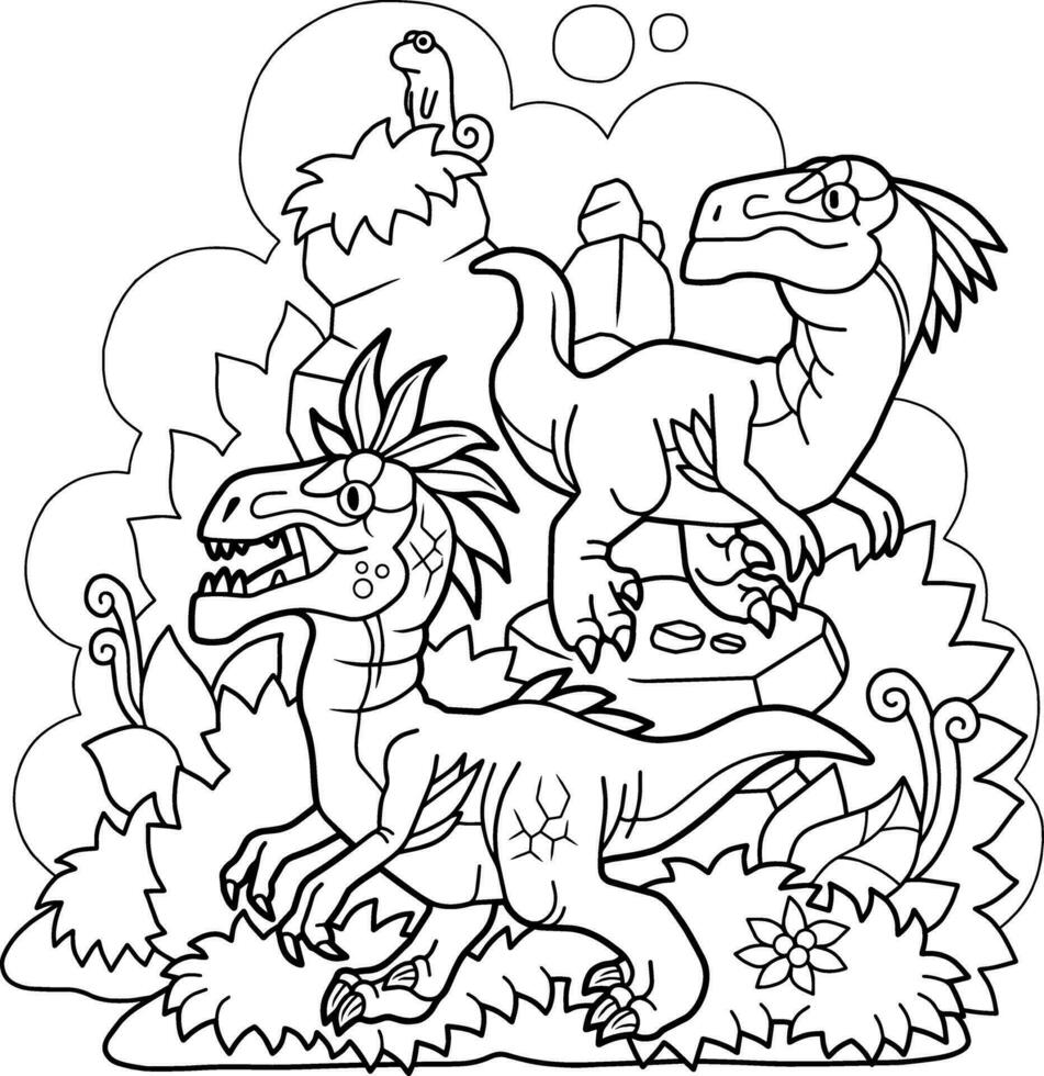 funny prehistoric dinosaurs coloring book vector