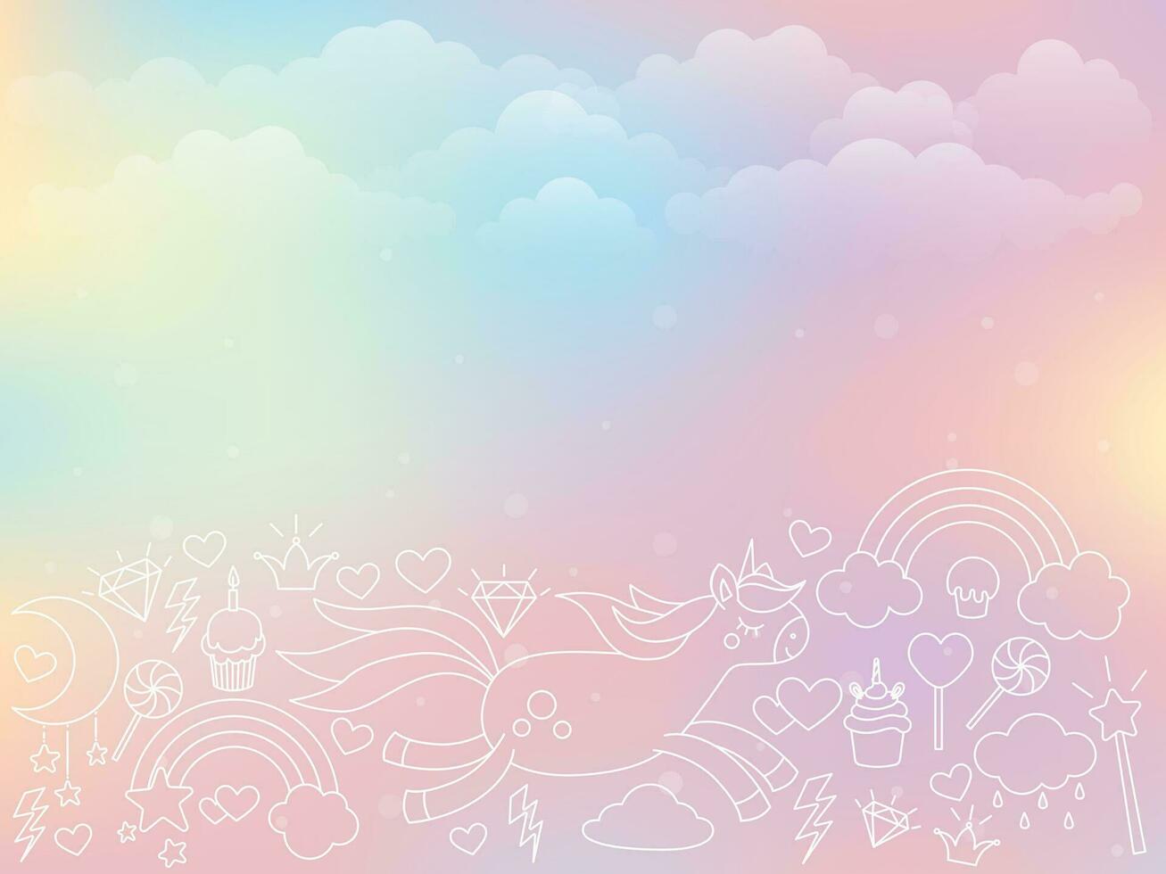 Vector rainbow background with ponies