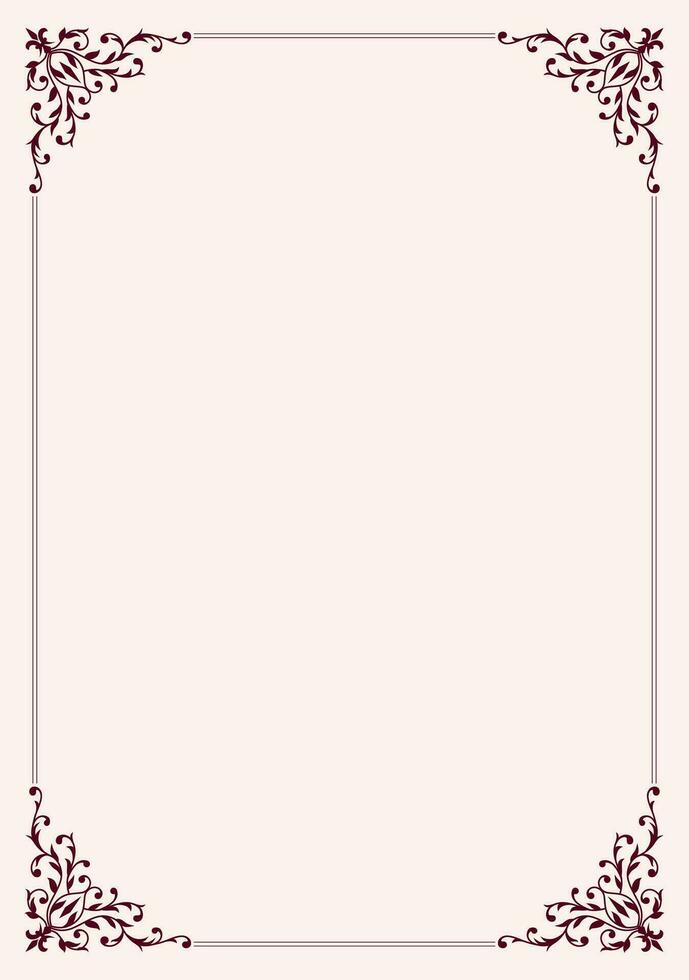 Vector frame with beautiful corners with leaves and swirls