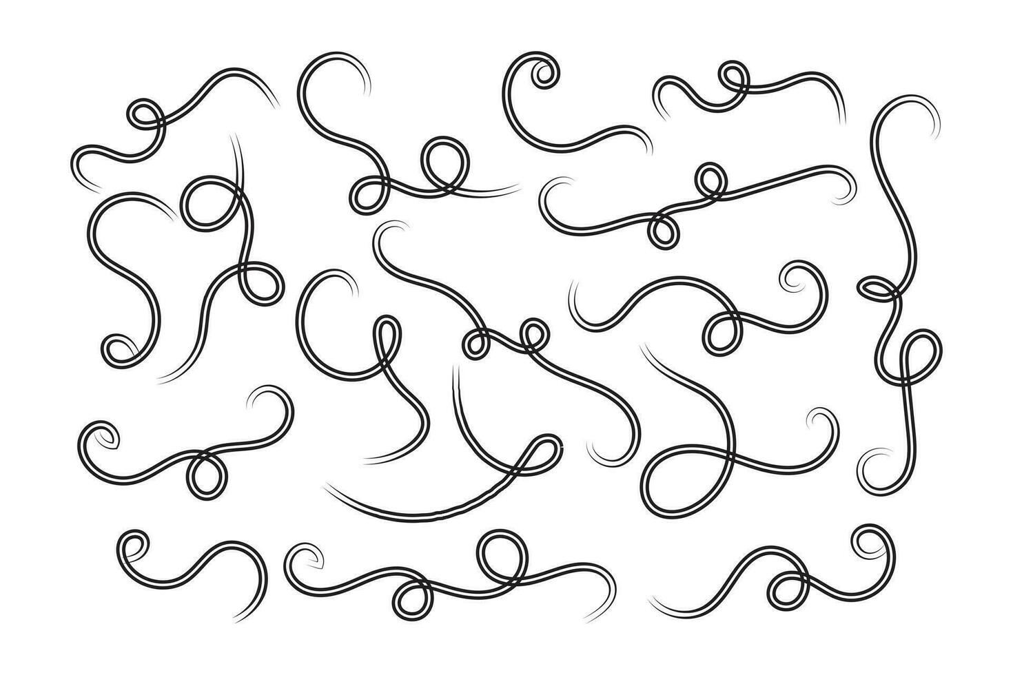 Vintage Filigree Swirls, calligraphy font style Decorative Elements, Text Ornaments curly thin line swings swashes, Flourishes Swirls, text divider, flourish Swirl ornament stroke, scroll design vector