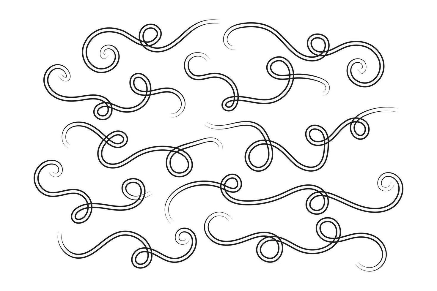 Vintage Filigree Swirls, calligraphy font style Decorative Elements, Text Ornaments curly thin line swings swashes, Flourishes Swirls, text divider, flourish Swirl ornament stroke, scroll design vector