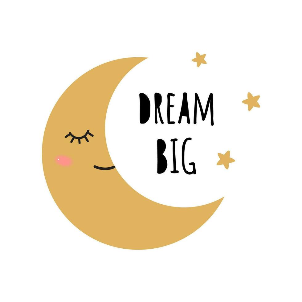 Sweet dreams phrase with cute cosmic objects on white background