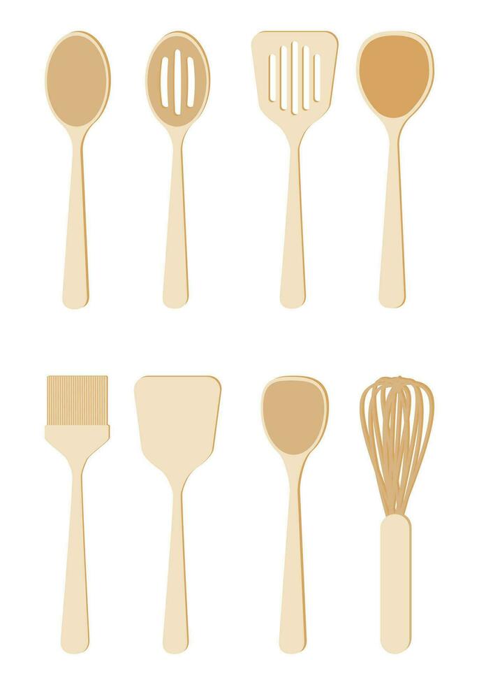 Kitchen utensils in delicate vintage colors vector