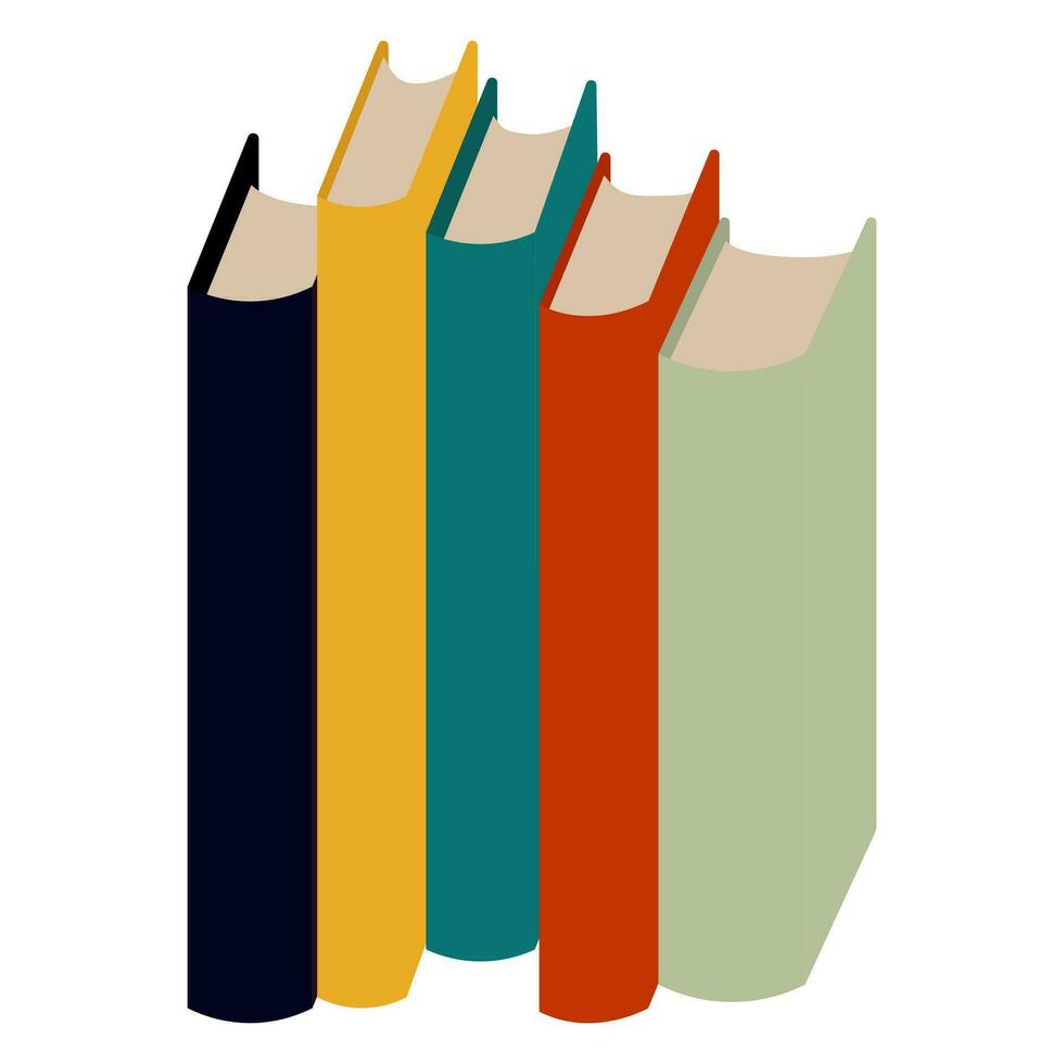 books of different colors and sizes stand in a row vector