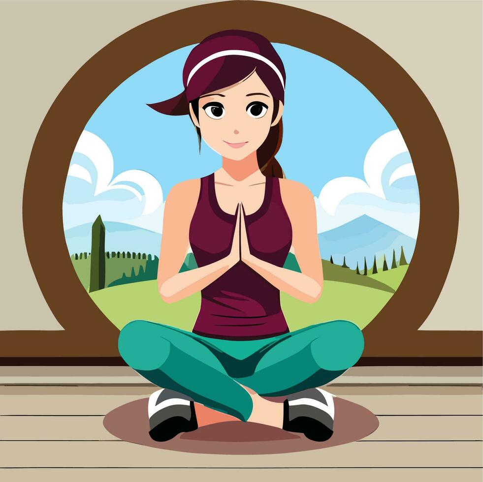 yoga, aptitud física, hembra yoga, niña aptitud física, vector