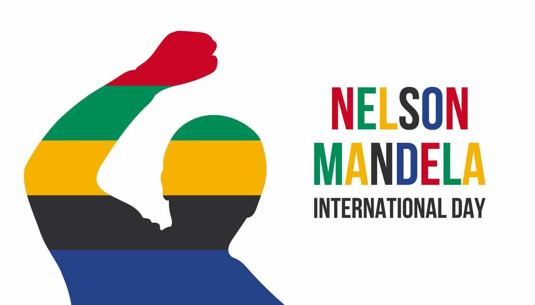 nelson mandela internacional día fondo, bandera, póster y tarjeta diseño modelo. sur África bandera colores, celebrado en julio. vector ilustración