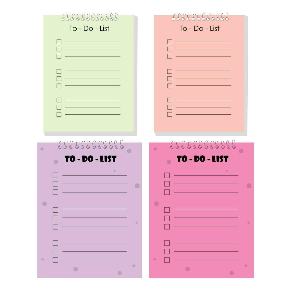 To-Do-List Set Vector Illustration