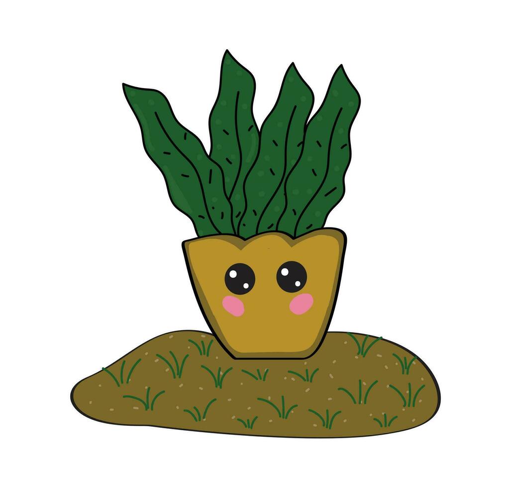 Cute Plant Character Mess Drawing vector