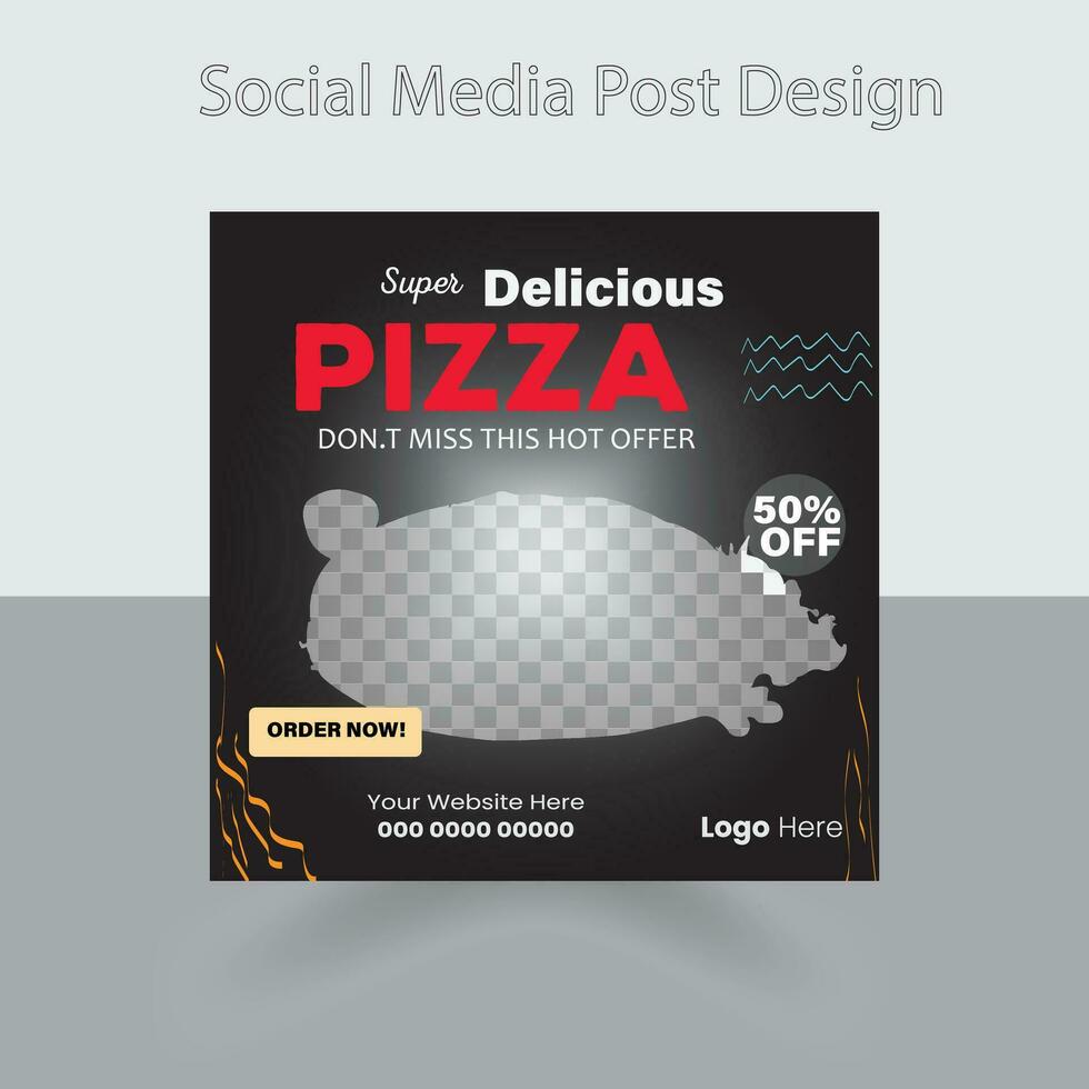 Fast food restaurant business marketing social media post or web banner template design with abstract background, logo and icon. Fresh pizza, burger, pasta vector