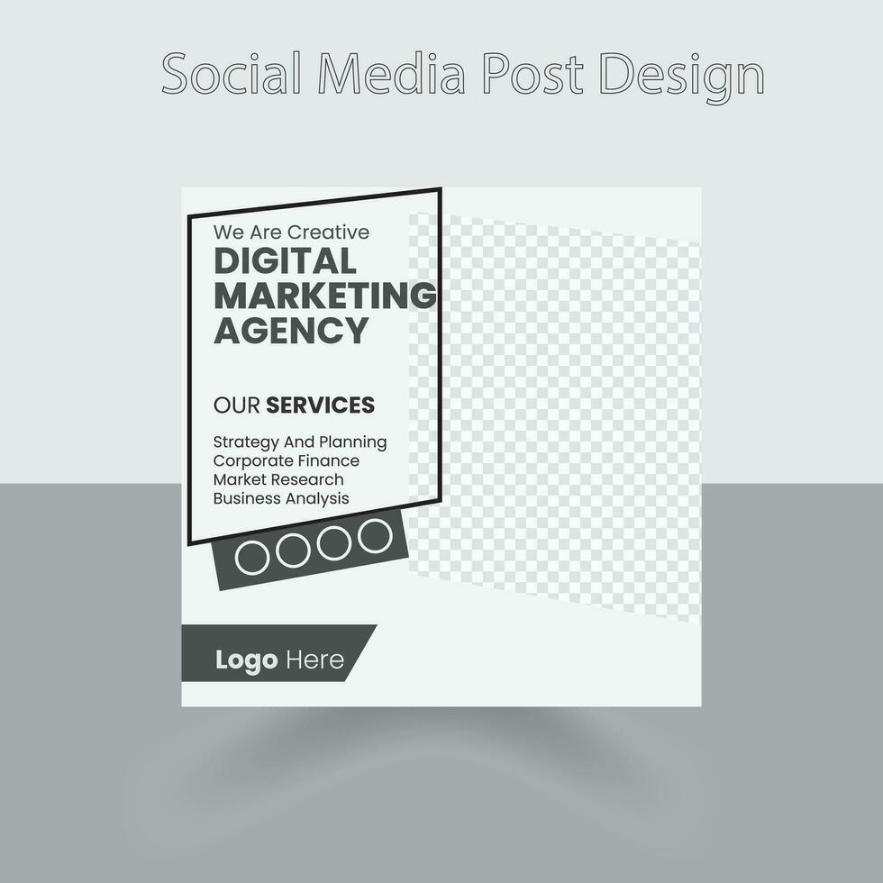 Set of Editable square business web banner design template.  Suitable for social media post, instagram story and web ads. Vector illustration with Space to add pictures.