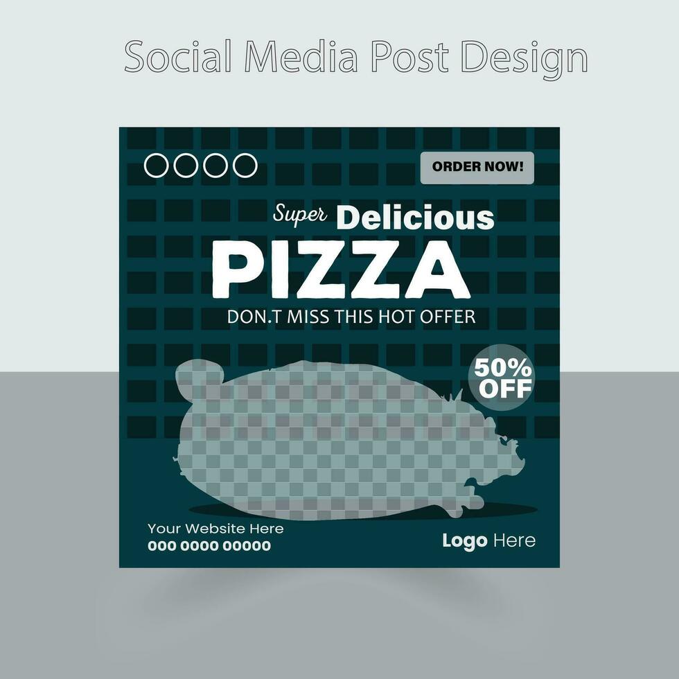 Fast food restaurant business marketing social media post or web banner template design with abstract background, logo and icon. Fresh pizza, burger, pasta vector