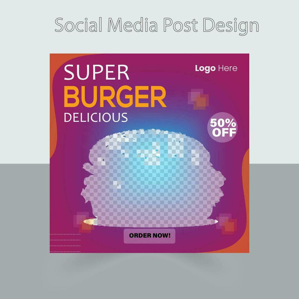 Fast food restaurant business marketing social media post or web banner template design with abstract background, logo and icon. Fresh pizza, burger, pasta vector