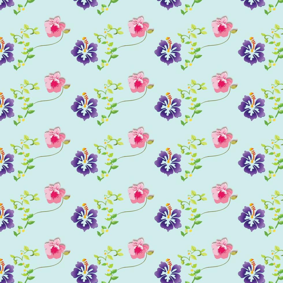 seamless floral pattern with colorful wild flowers on mirror reflecting blue sky vector