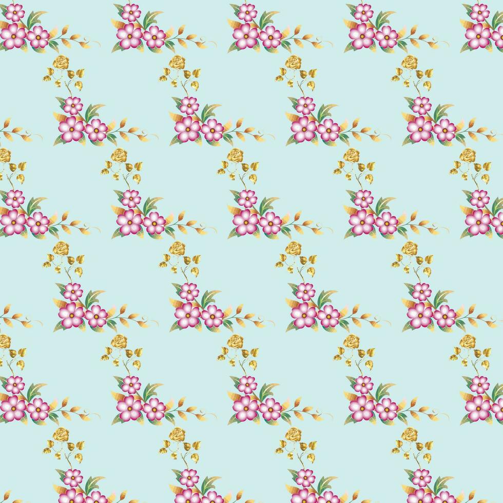 seamless floral pattern with colorful wild flowers on mirror reflecting blue sky vector