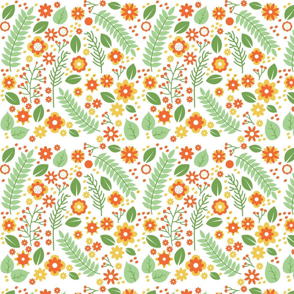 Vector illustration of a seamless floral pattern with cute birds in spring for Wedding, anniversary, birthday and party. Design for banner, poster, card, invitation and scrapbook