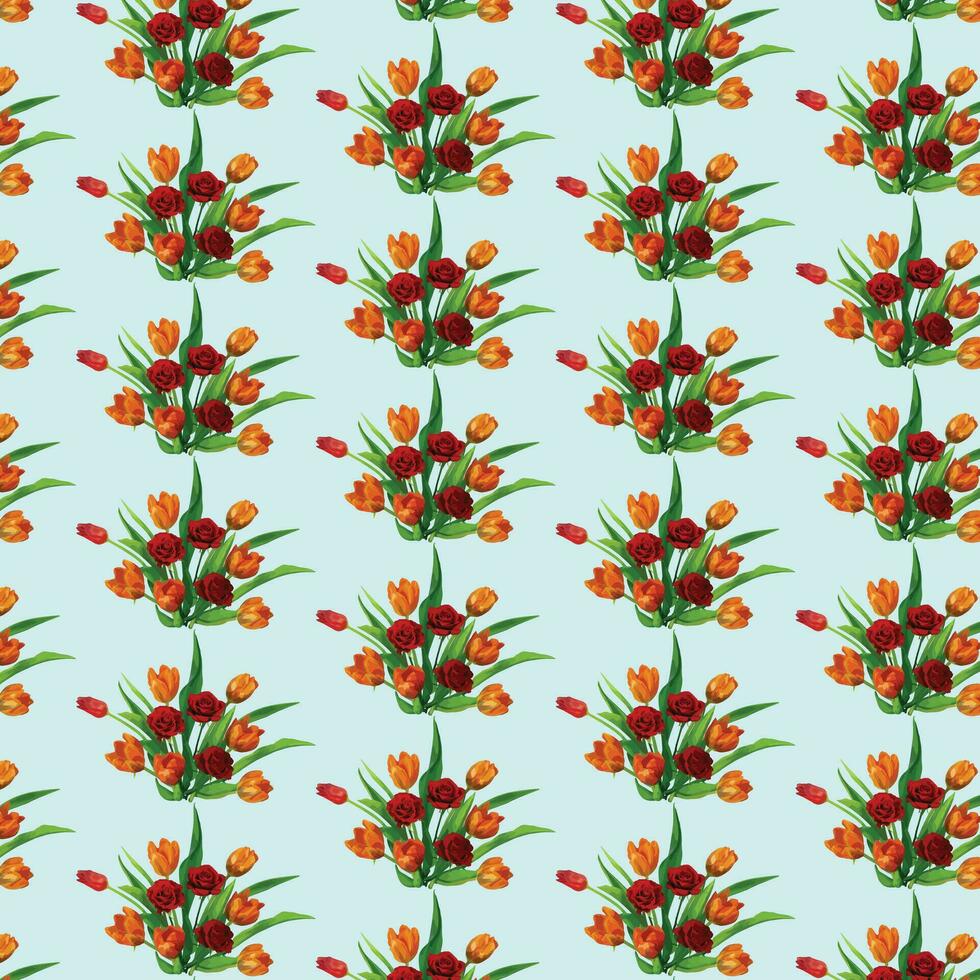 Vector white and blue seamless roses pattern in retro style with trailing vines and large flowers suitable for fabric or interior design