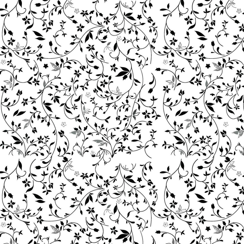 Vector white and blue seamless roses pattern in retro style with trailing vines and large flowers suitable for fabric or interior design