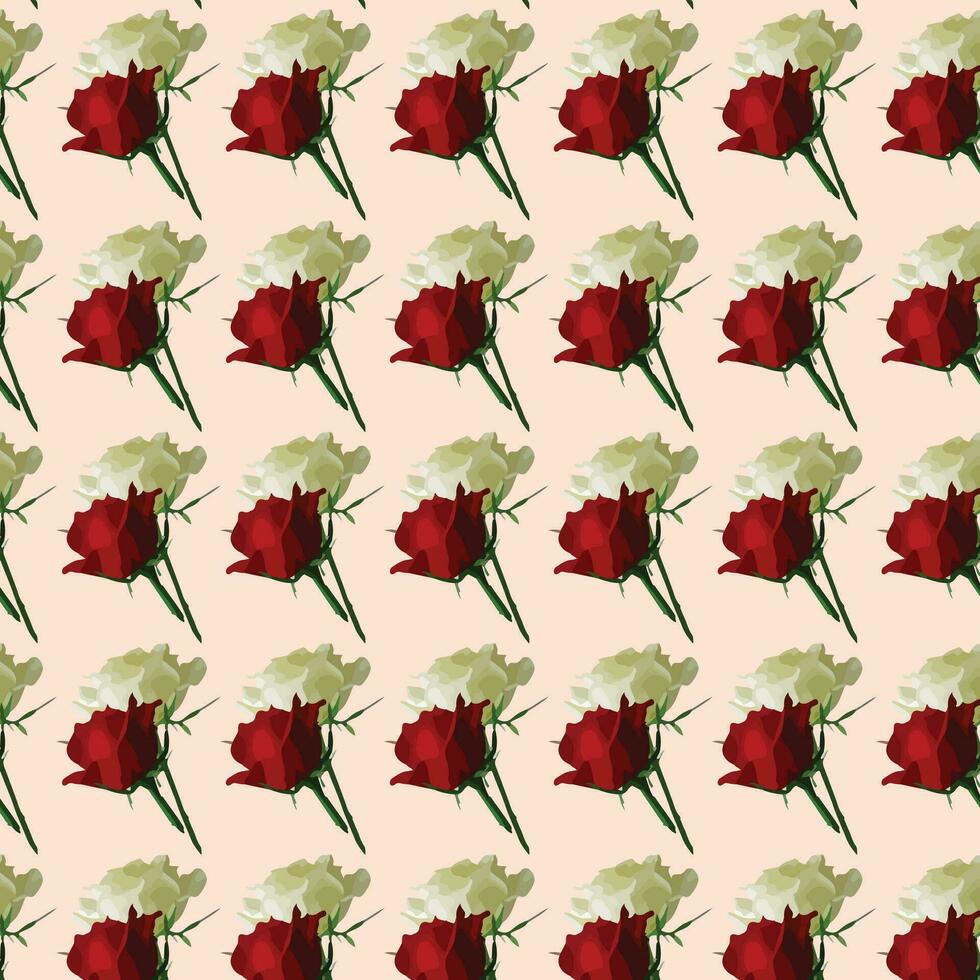 Vector white and blue seamless roses pattern in retro style with trailing vines and large flowers suitable for fabric or interior design