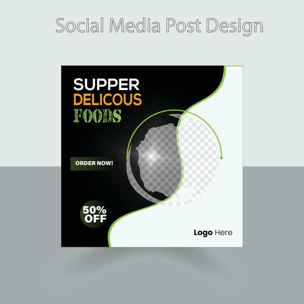 Fast food restaurant business marketing social media post or web banner template design with abstract background, logo and icon. Fresh pizza, burger, pasta vector
