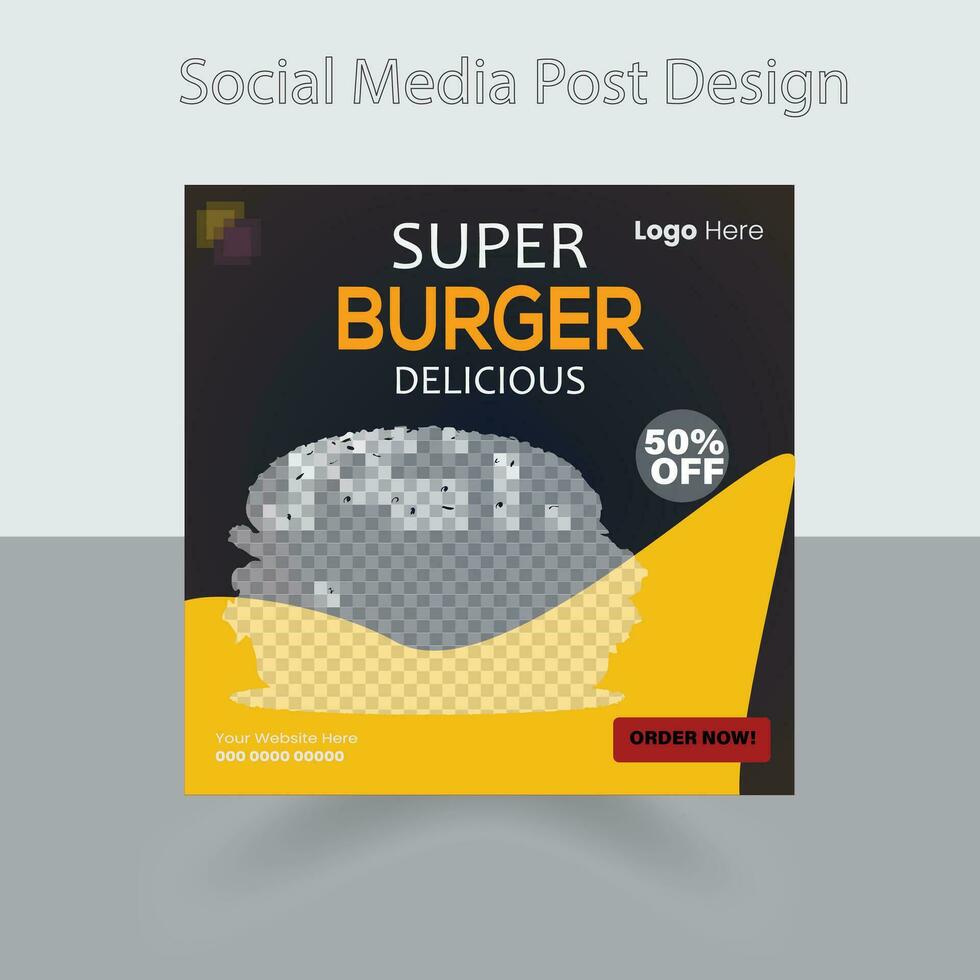 Fast food restaurant business marketing social media post or web banner template design with abstract background, logo and icon. Fresh pizza, burger, pasta vector