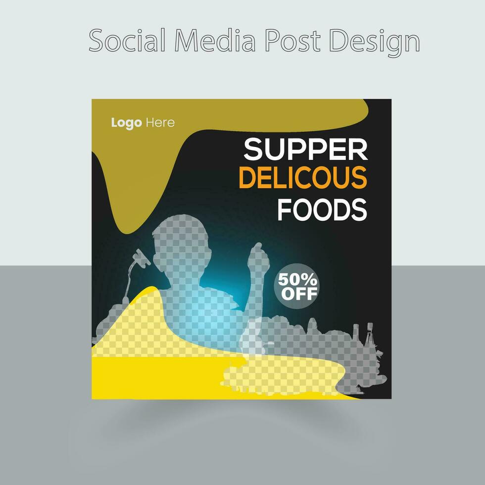 Fast food restaurant business marketing social media post or web banner template design with abstract background, logo and icon. Fresh pizza, burger, pasta vector