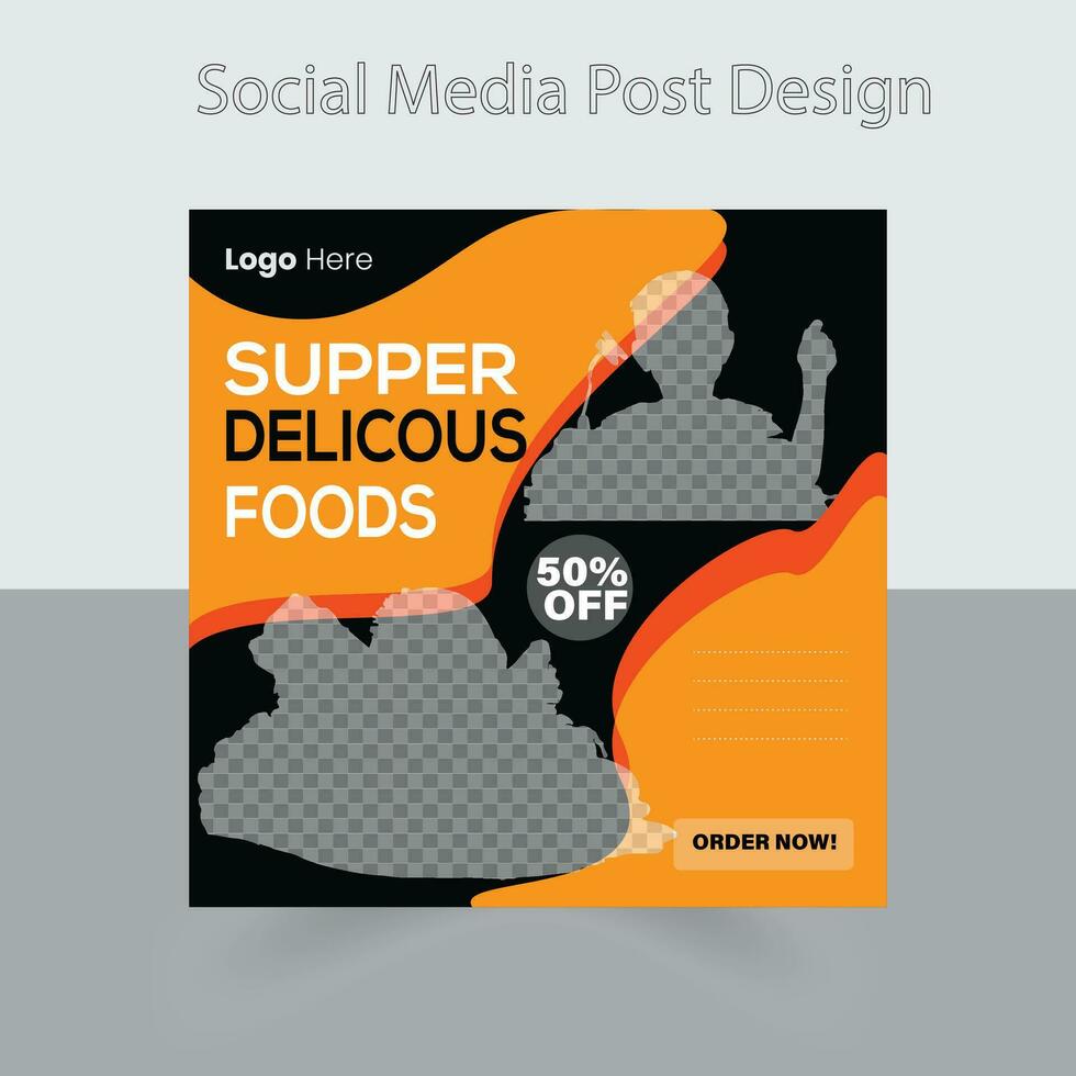 Fast food restaurant business marketing social media post or web banner template design with abstract background, logo and icon. Fresh pizza, burger, pasta vector