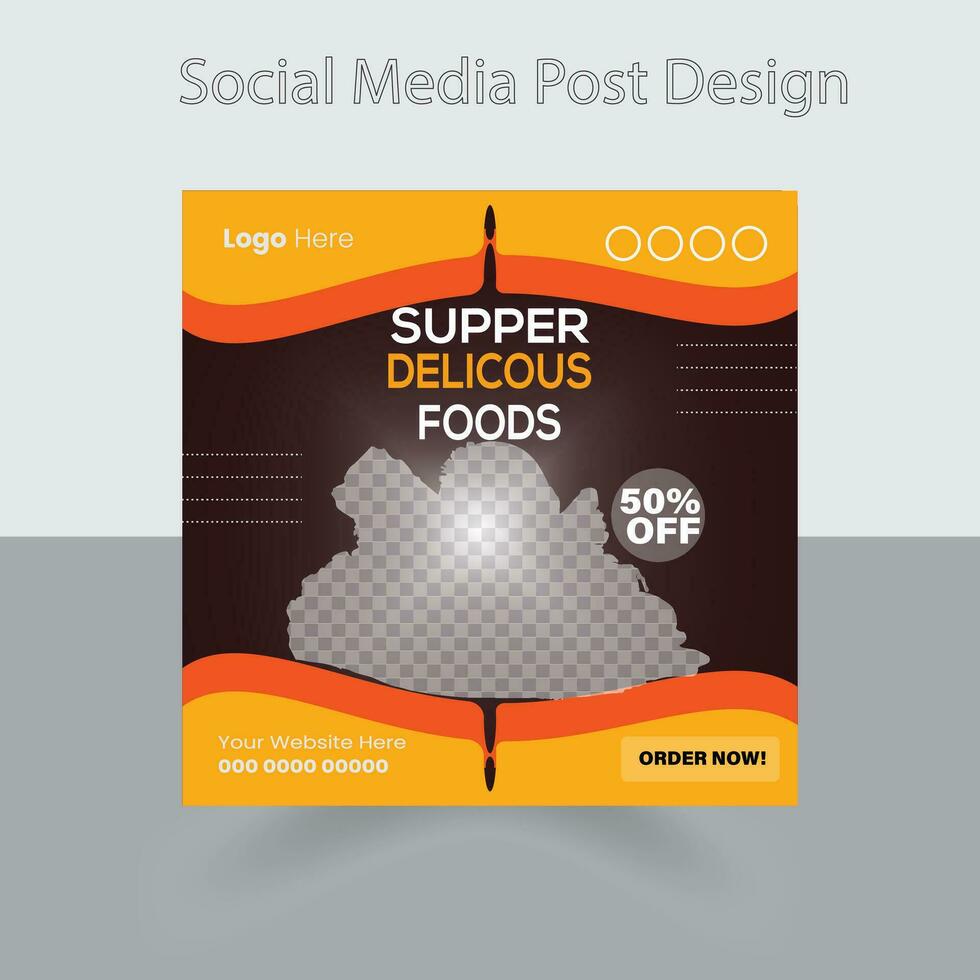 Fast food restaurant business marketing social media post or web banner template design with abstract background, logo and icon. Fresh pizza, burger, pasta vector