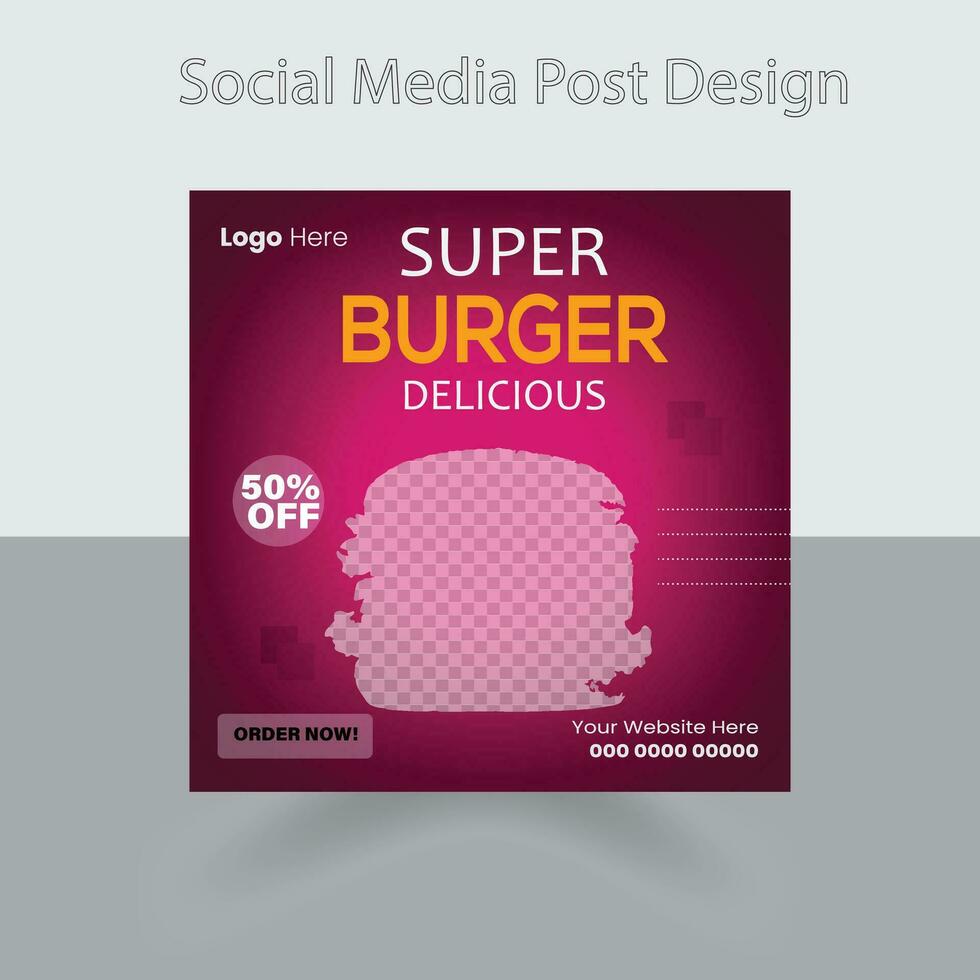 Fast food restaurant business marketing social media post or web banner template design with abstract background, logo and icon. Fresh pizza, burger, pasta vector